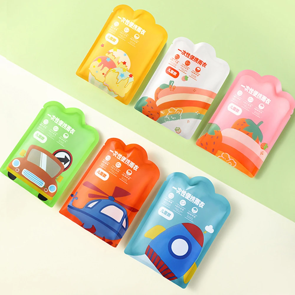 Raincoat Poncho Vacuum Compression Kids Raincoat Travel Waterproof Thickened Card Packaging One-Piece Raincoat Children