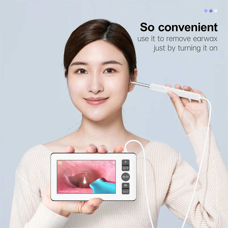 Digital Otoscope with 4.3 inch Screen 1080p HD Smart Visual Ear Camera Ear Wax Removal Tool Support Photo Video Recording