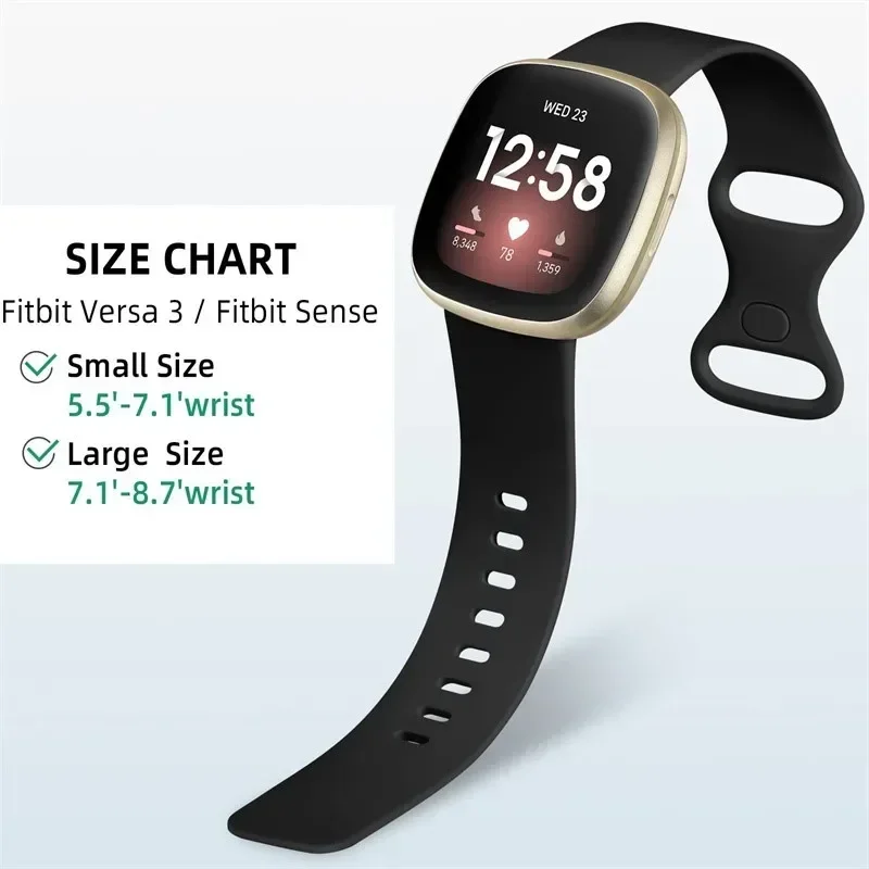Soft Silicone Sport Bands for Fitbit Versa 3 and Sense Smartwatches