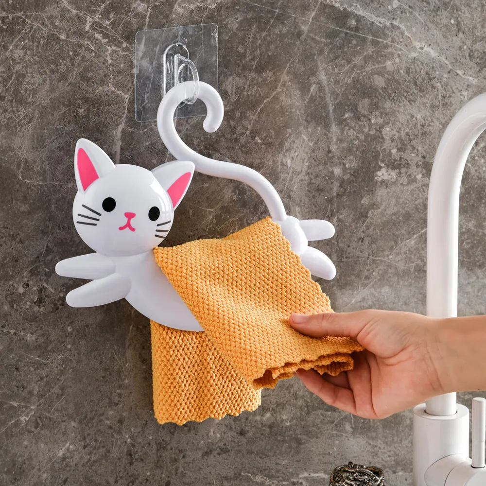 Hanging towel rack bathroom no punching hanging rod ring cute cartoon bathroom wash towel children and babies 1pcs