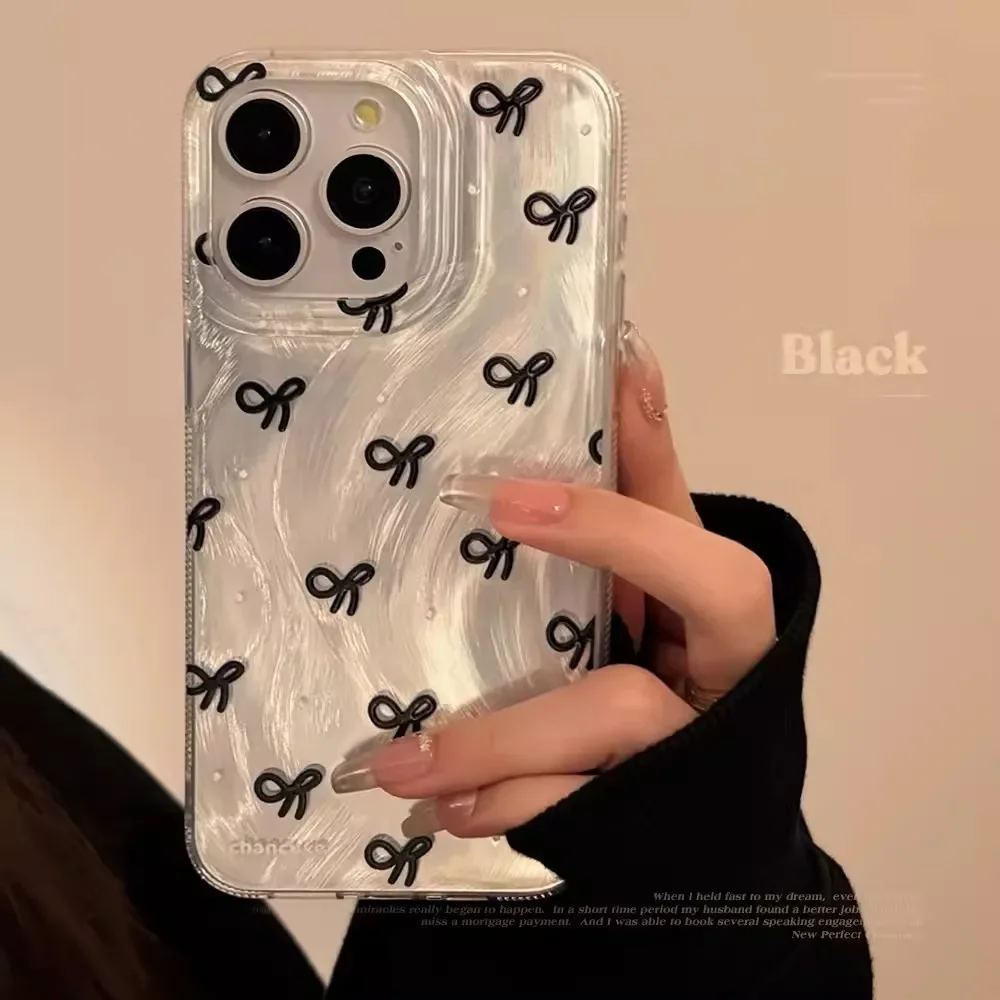Luxury Laser Silver Bow Knot Phone Case - Premium Hard Cover