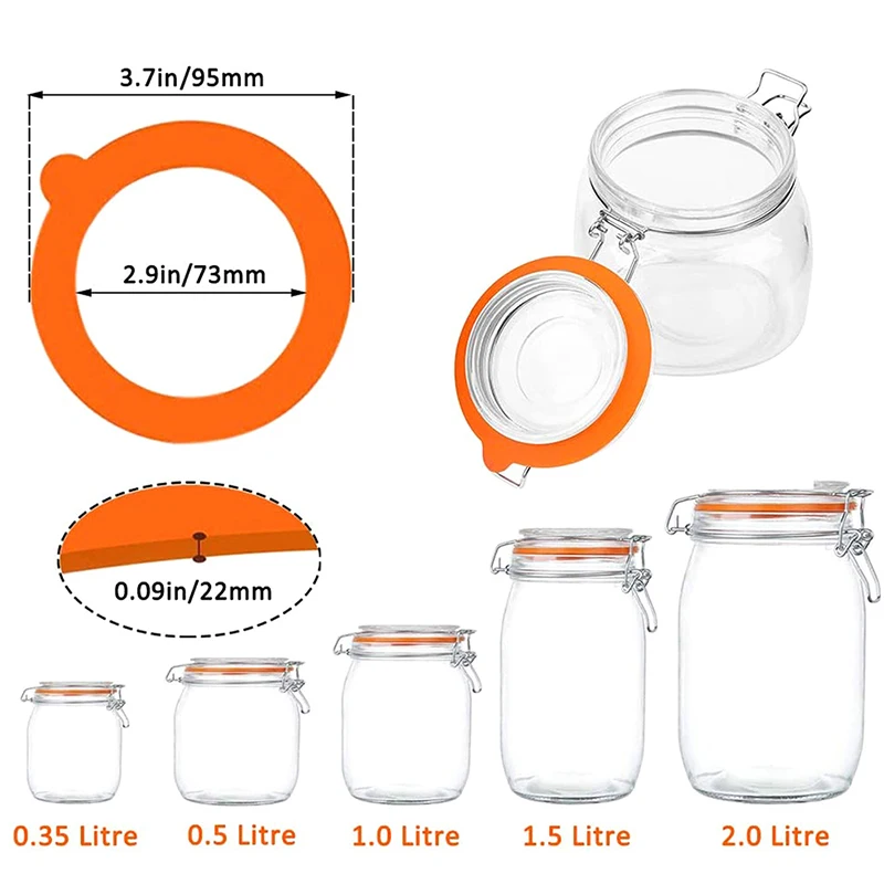Jar gaskets 5Pcs Silicone Jar Gaskets Food Storage Jars Replacement Airtight Rubber Seals Rings Fits Regular Mouth Canning
