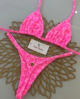 Print Sexy Bikini Sets Halter Lace-up Tops Thongs Beach Style Bathing Suit Y2k Swimsuits Women Beachwear Купальник Женский 2025