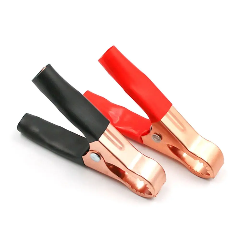 Description Picture 4 of item2Pcs/set 8cm Battery Test Lead Clip Red + Black 50A Crocodile Clamps Universal Lightweight Alligator Clips for Voltage Test