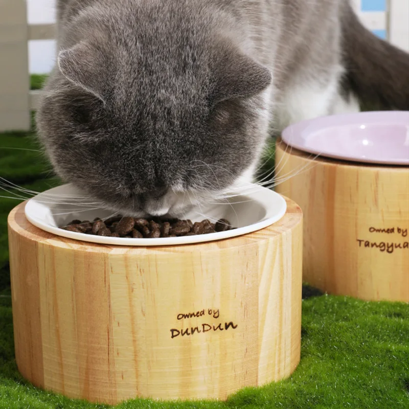 

Customizable Cat Bowl Pet Ceramic Bowl 8cm Neck Protection Laser Carved Puppy Bowl Water Dispenser Pet Feeder Pet Supplies