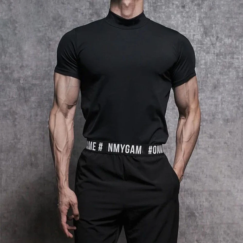

Mens Fitness Quick-Drying High-Elastic Train Clothes Genderless 2024 New Casual Sweat-Absorbent Solid Color Tight T-Shirt Unisex
