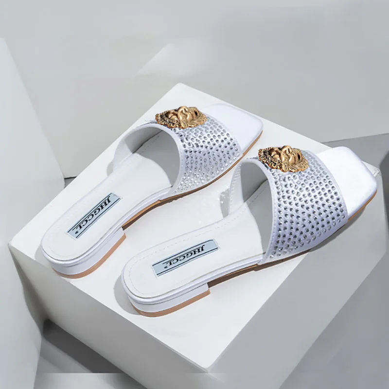 New high heels women's sandals Lion hardware buckl e with summer slippers luxury high heels T15 4