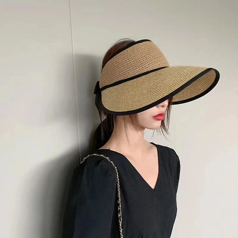 2025 ο       TopStraw  Foldable Wide Large BrimBeach Hat Chapeau Femmeuv Protection Cap