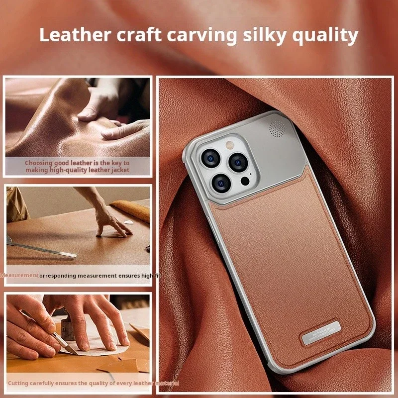 2024 Deluxe leather metal case for iPhone 13 14 15 Pro Max, iPhone 13 14 15 Promax magnetic aluminum scented case