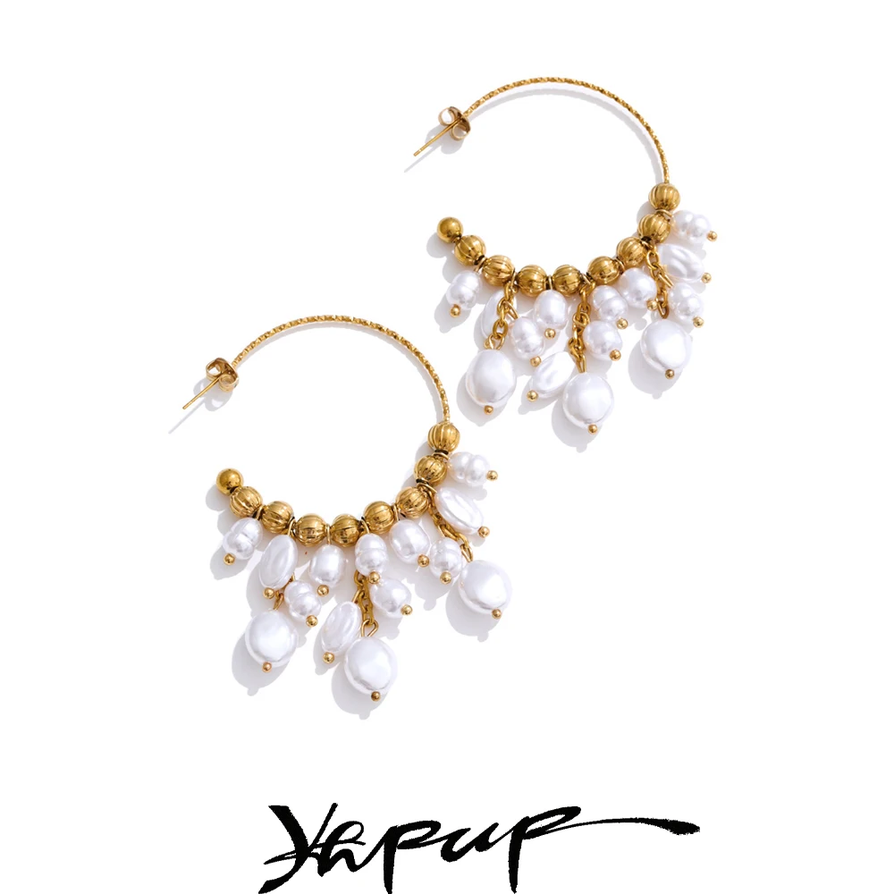 Yhpup Earrings Baroque Simulated Pearls Drop Women