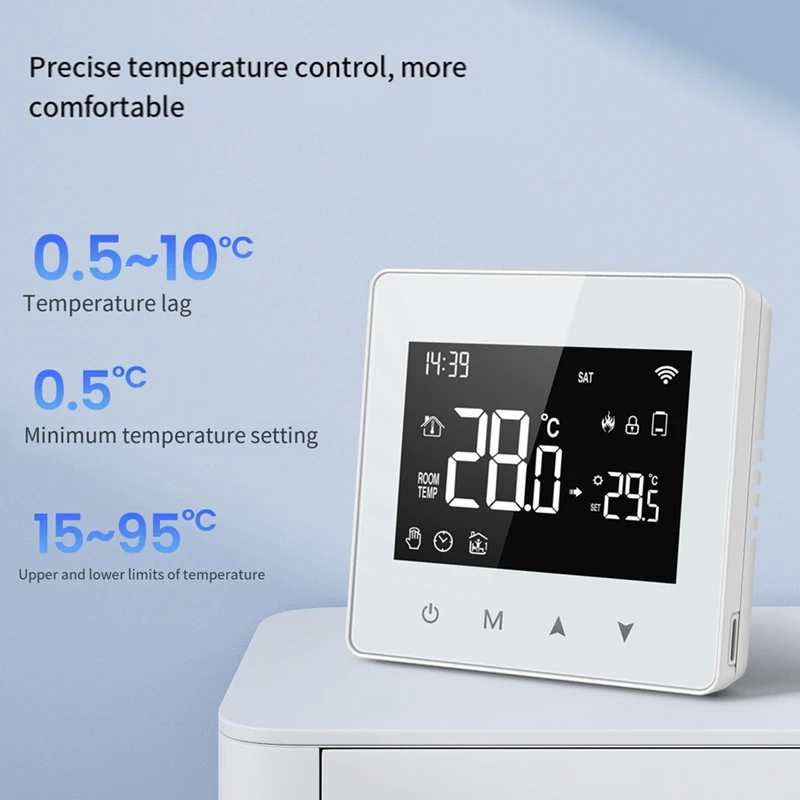 Tuya Zigbee Thermostat Smart Home Battery Powered Temperature Controller For Gas Boiler Works With Voice Assistant, Durable