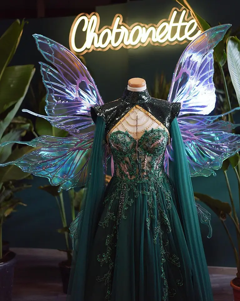 Sweetheart Dark Green Long Bubble Sleeve A-line Prom Dress Applique Floral Evening  Dress Fairy Dress For Women Luxury Dream Gown - AliExpress 320