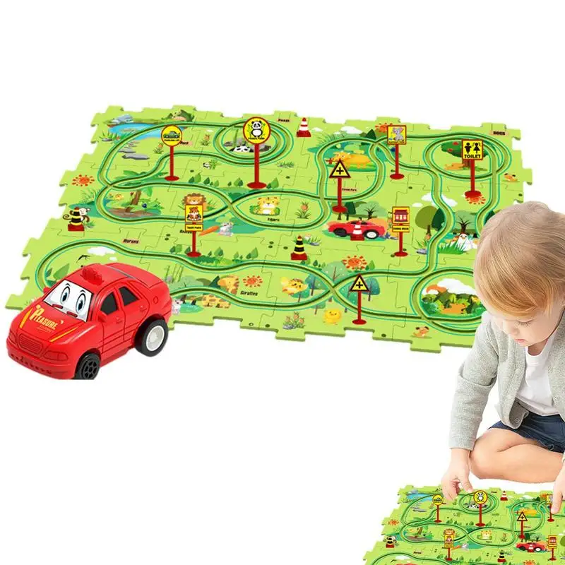 Race Tracks For Kids Fun Race Car Track DIY Assembling Toy Electric Vehicle Race Car Track Critical Thinking Educational Toys diy construct race city track train set electric engineer truck car railway vehicle slot education assemble toy for kid boy gift