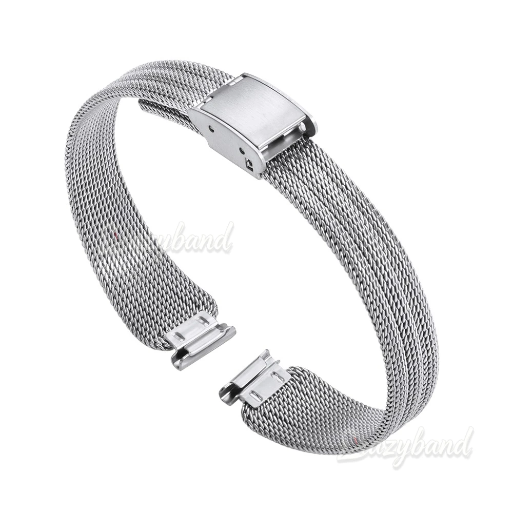 Ultra-Thin Mesh Milanese Loop Stainless Steel Women's Bracelet Strap with Folding Buckle