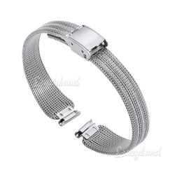 Ultra - Thin Mesh Milanese Loop Stainless Steel Women's Bracelet Strap with Folding Buckle - 10mm (Silver)