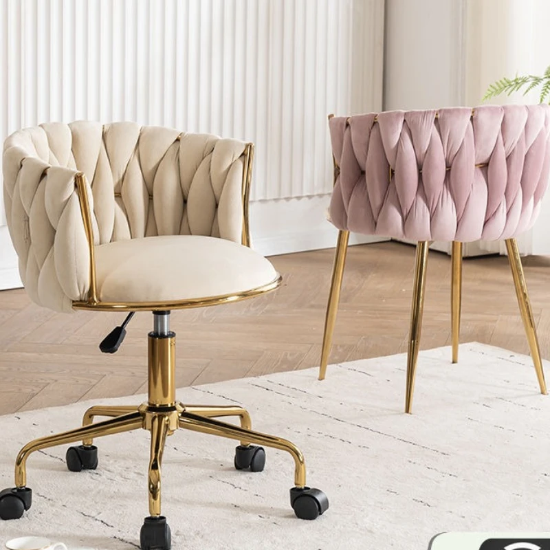 Luxury Makeup Chair Bedroom Vanity Stool Home Dressing Table Chair with Backrest Study Desk Computer Manicure Chair Design
