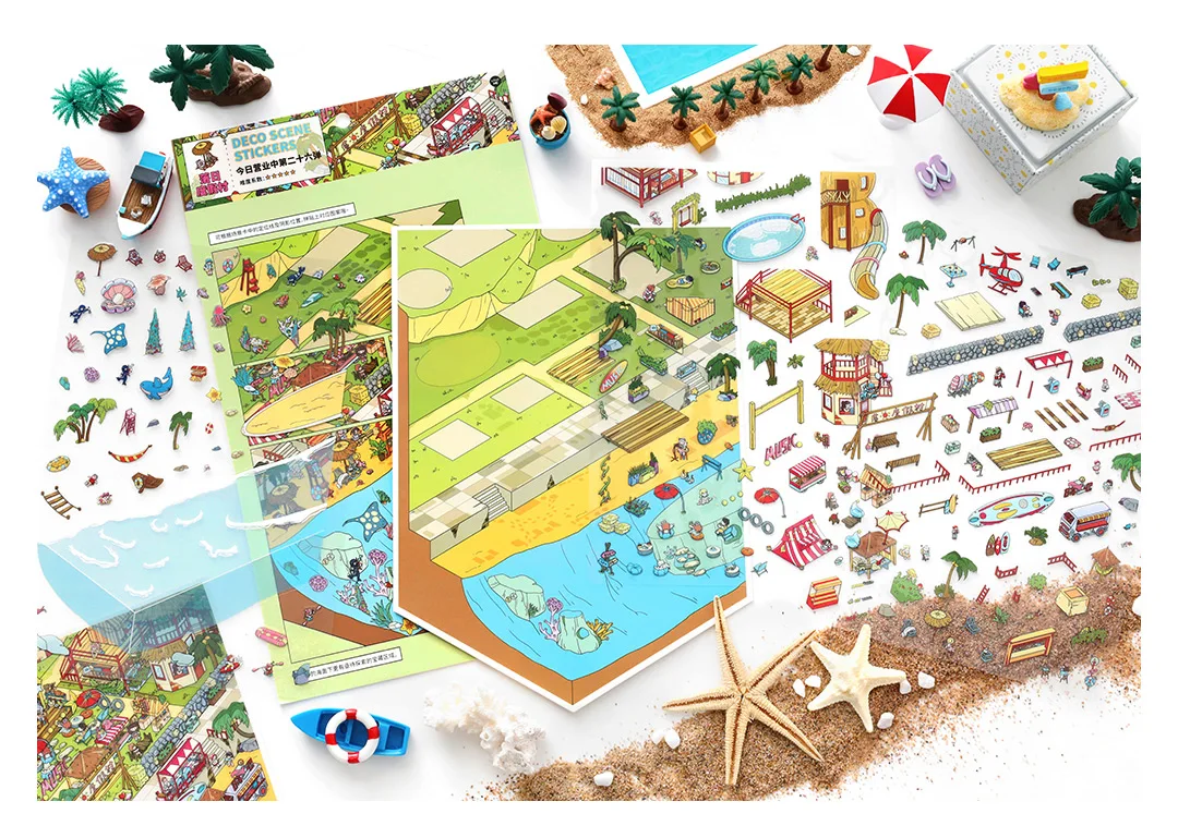 Mehrere Themen Landschaft Kleines Haus Szene DIY Aufkleber Hoch spielbarer Aufkleber Stapeln Einfügen Festival Geburtstagsgeschenk für Kinder – Detail 17