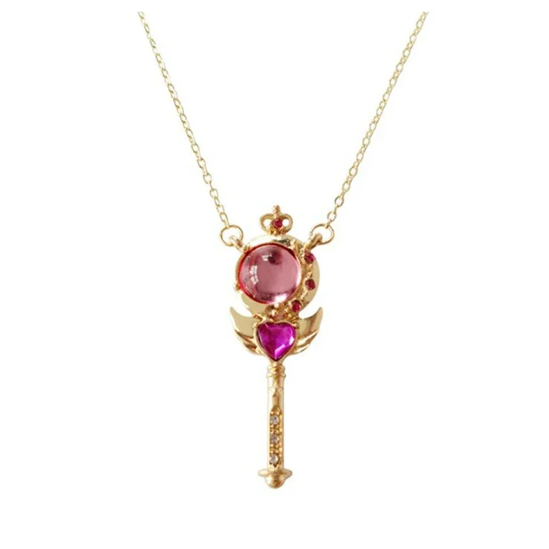 Anime Sailor Loving Wand Crystal cosplay Pendant Necklace Girl accessories Cute props anime cosplay props anime cosplay accessories cosplay necklace
