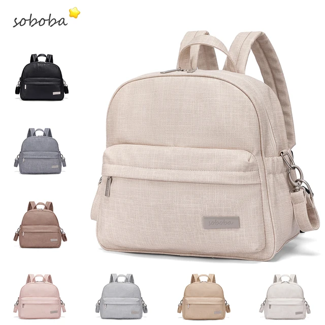 Soboba élégant sac à dos à couches pour femmes solide mode imperméable grande capacité multi-fonctionnel sac à langer avec 2 sangles 1