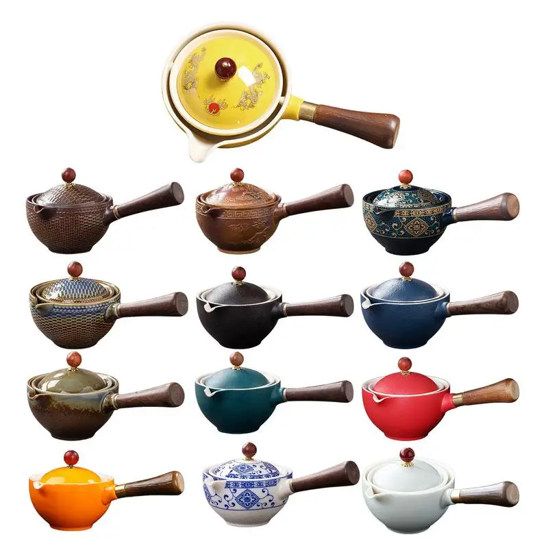 Ceramic Teapot Chinese Gongfu Tea Pot 360 Rotation Tea Maker and Infuser Porcelain Chinese Gongfu Pot