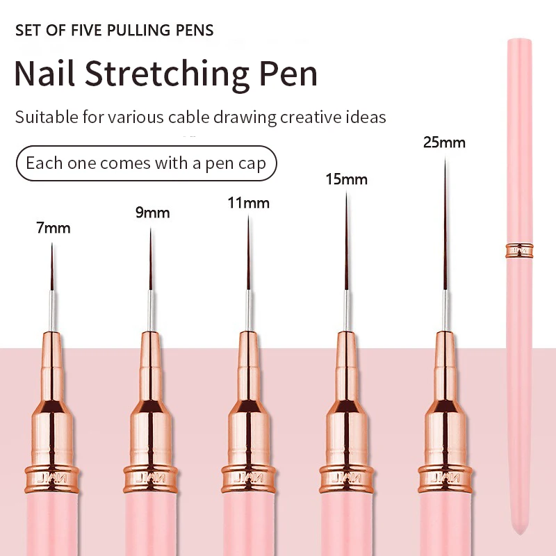 5 Pieces Set Liner Brush for Nail Art Painting Fine Liner Brushes for Nails Liner Nail Brush Set Acrylic