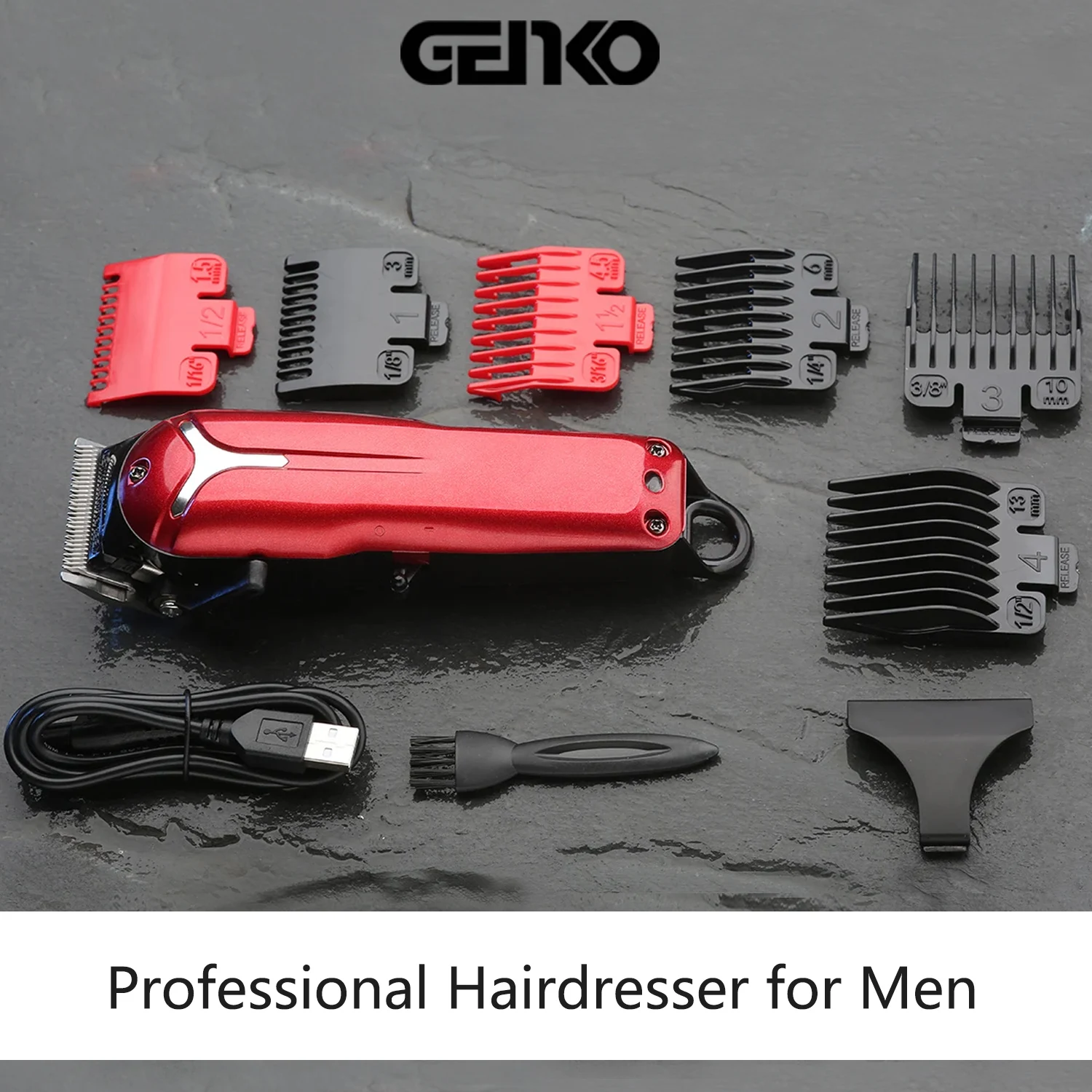 GENKO Hair Clippers Professional Hair Trimmer for Men Electric Fast Hair Cut Barber Hair Cutting Machine Rechargeable Cordless 2