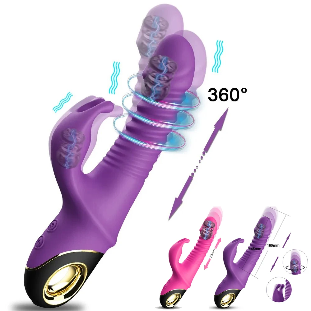 Leistungs starke Kaninchen Vibrator automatische Teleskop rotation G-Punkt Klitoris stimulator weibliche Mastur bator USB wiederauf ladbare Sexspielzeug 1