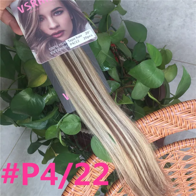 VSR PU Super Human Hair Tape In Extension Hair Style Double Drawn US Strong Adhesive Tape Human Hair Extensions For Salon P4/22