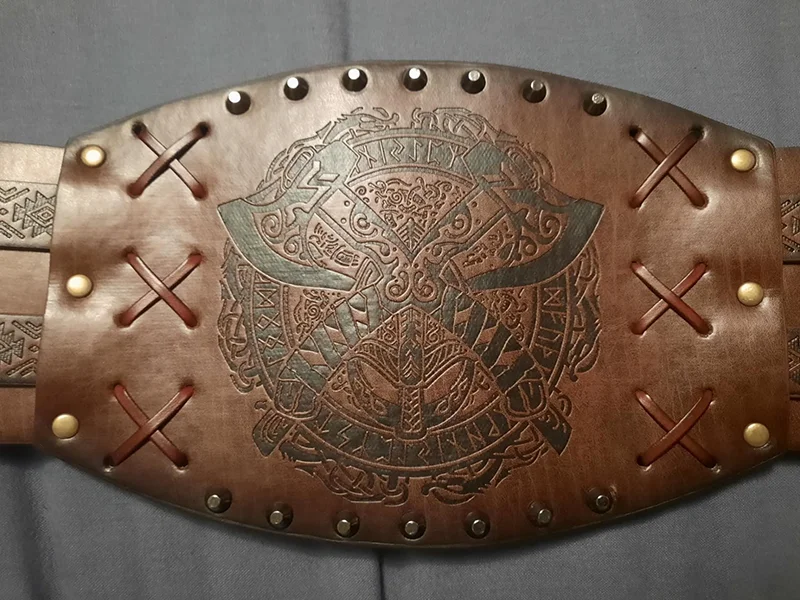 Vikings Belt Wide PU Leather Medieval Larp Costume Men Women SCA Waist Armor Corset Heavy Belt Celtic Halloween Emboss Adult