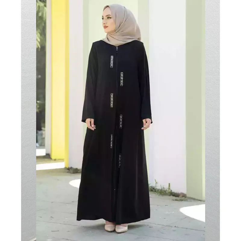 

Abaya Women's Dress Embroidery Dubai T Ü Rkiye Zipper Robe Arab Middle East O-neck Ramadan Gurban Muslim Abaya Clothing