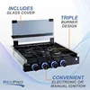 RV Built In Gas Cooktop | 2 Burner or 3 Burner | RV Cooktop Stove | 6,500 and 8,000 BTU Burners |Cover Included(Black, 3-Burner) 6