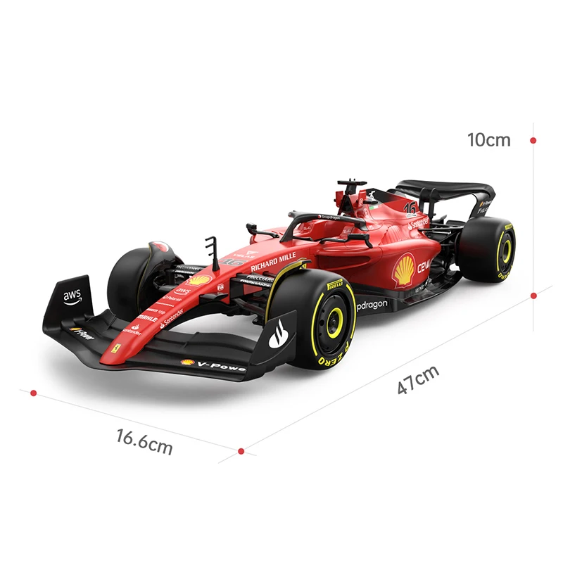 Rastar 2022 ferrari F1-75 16 # leclerc f1 carros de corrida 1:12 rc carros  600mah 2.4g controle remoto veículo coleção presente para adultos