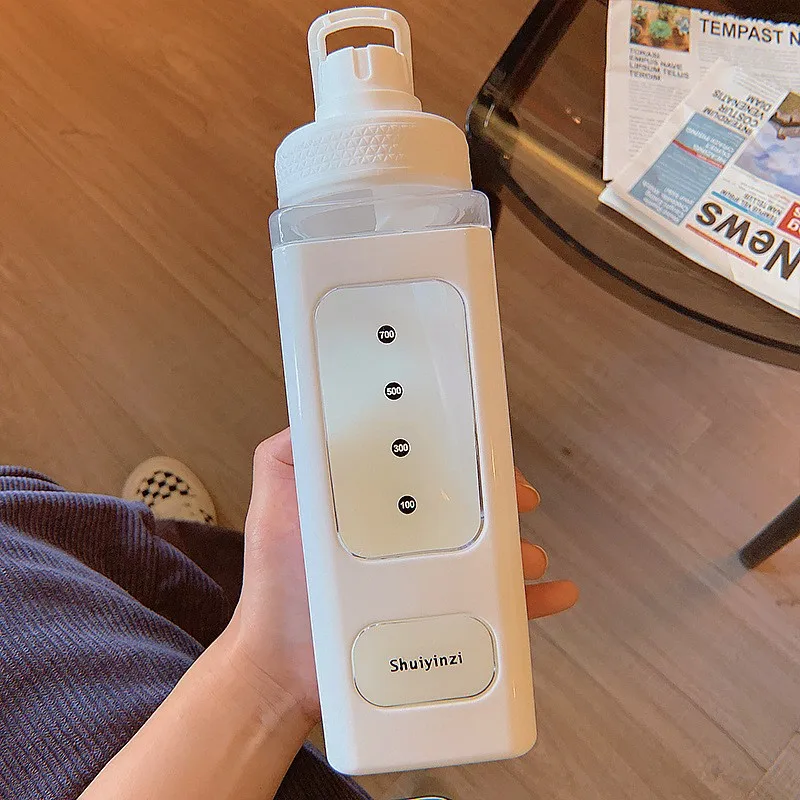 700/900ml Kawaii Pastel Water Bottle with Straw Girl Plastic Travel Tea Juice Milk Cup Portable Cute Shaker Drink Bottle Gift