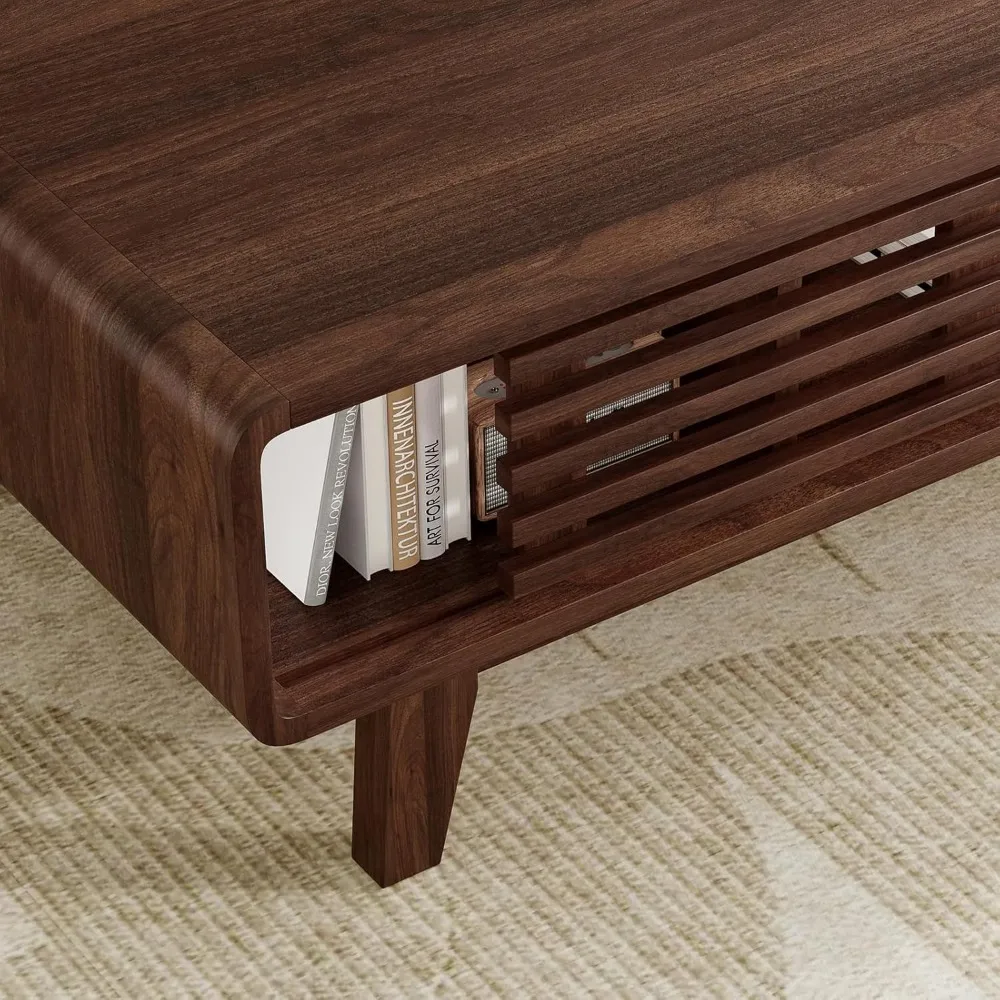 Coffee Table, Living Room Tables, Modern Table with Storage, Mid Century Farmhouse Wood Coffee Table for Living Room 4