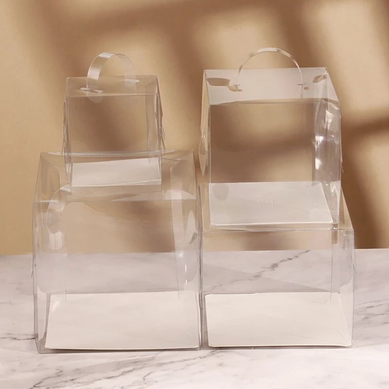 Transparent Cake Box Plastic Dessert and Cupcake Packaging Box with Handle, Portable Gi... - SKU PGWB1026 - UGI Packaging