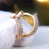Luxury Female White Zircon Stone Clip Earrings Charm Gold Color Wedding Jewelry For Women