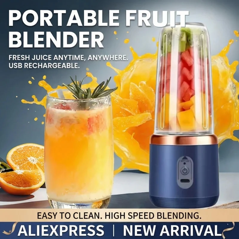 6 Blade 400ML Portable Blender Electric Juicer Cup For Travel Portable Juicer Mixer Usb Fresh Fruit Juice Blender Smoothie 1