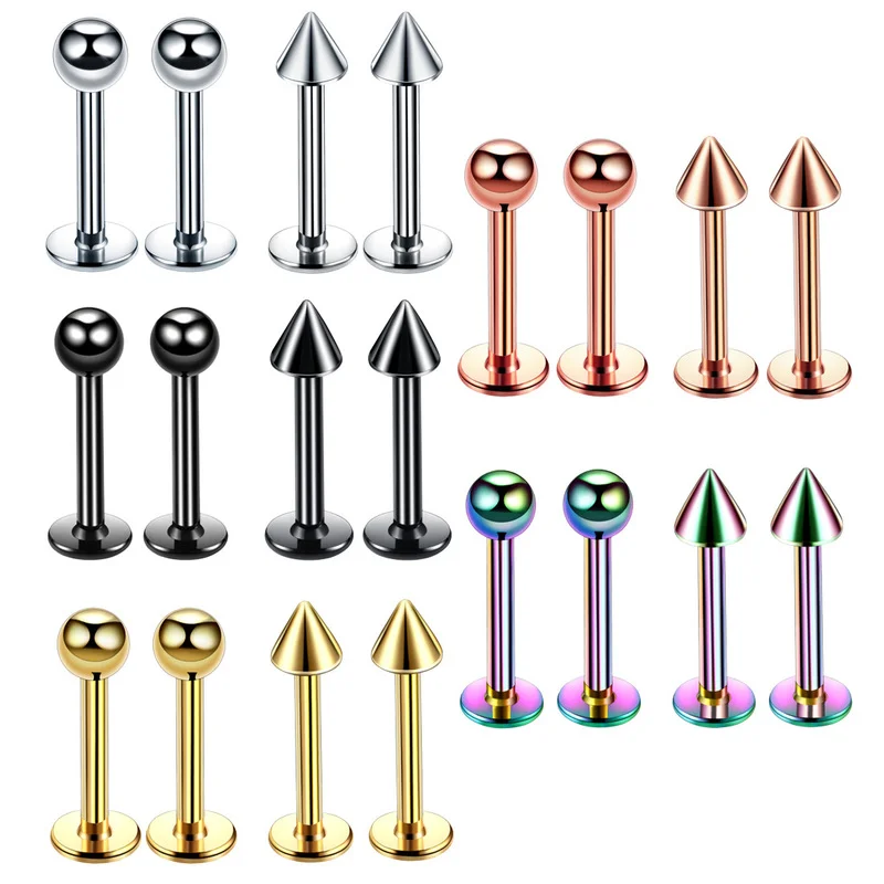 Body Jewelry 5pcs/lot Steel 16G Tragus Helix Bar 3mm Ball Labret Lip Bar Rings Stud Cartilage Ear Piercings Body Jewelry Women Men