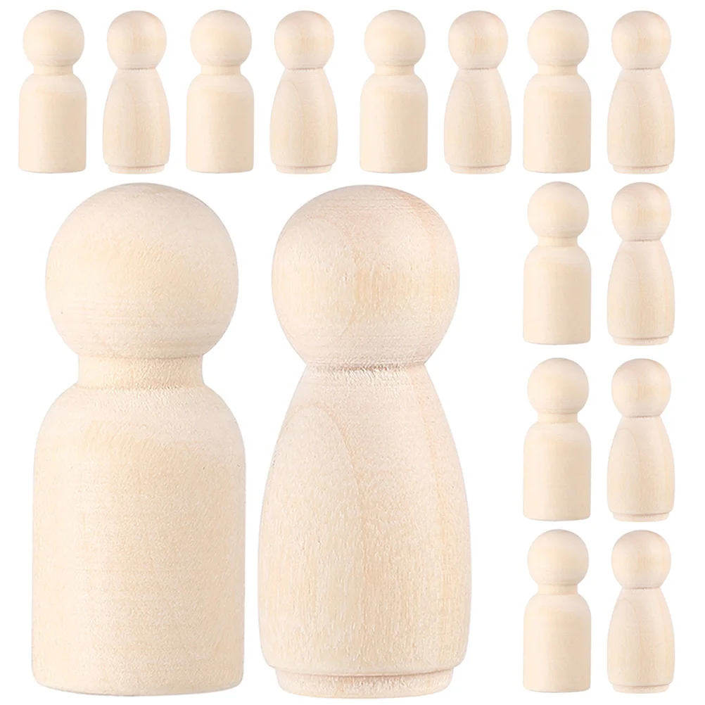 

50pcs Uncolored Wooden Peg Dolls DIY Wooden Peg Dolls Graffiti Adornments