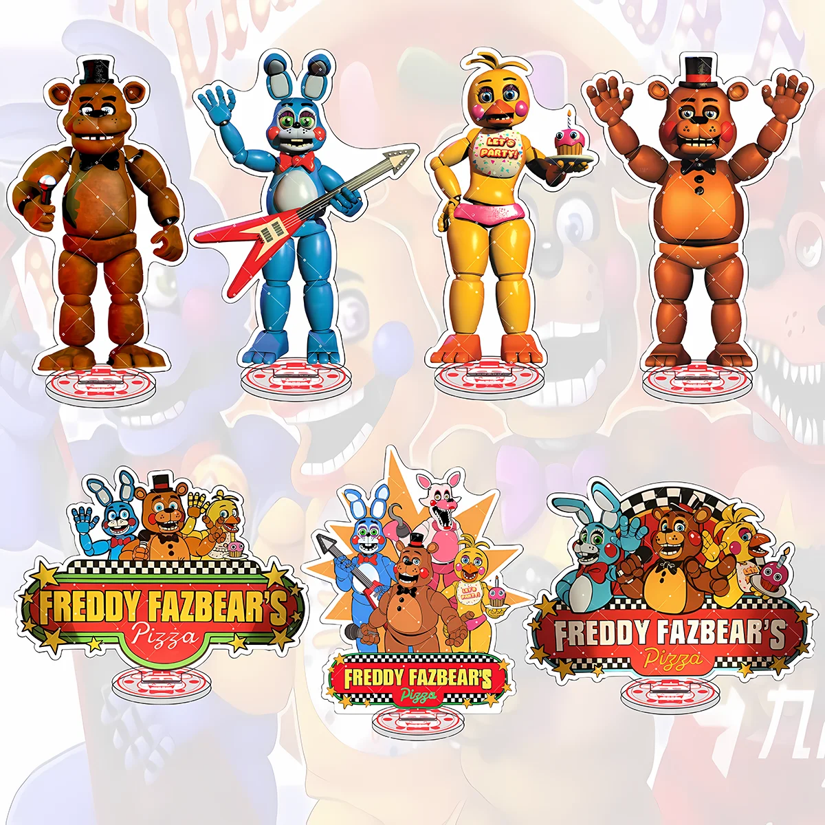 FNaF Acrylic Stand Figure - The Main Cast: Freddy Fazbear & Foxy the Pirate Fox - Unique Christmas Gift & Desk Ornament