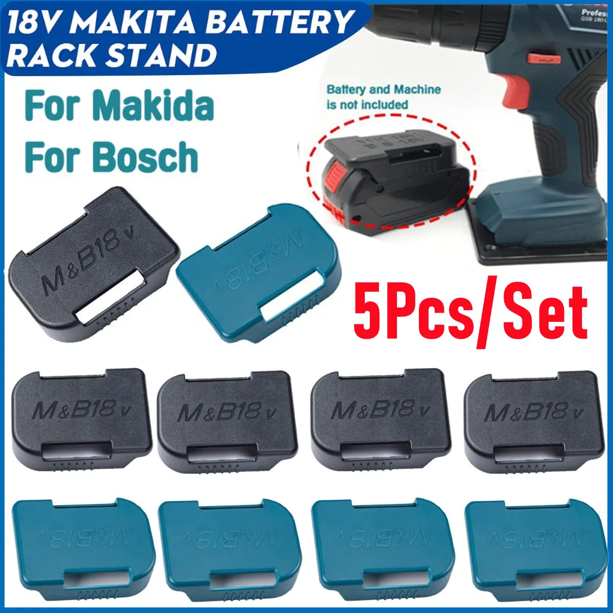 10/5PCS 18V Battery Mounts Storage Stand Holder Slots Shelf Rack Makita ...
