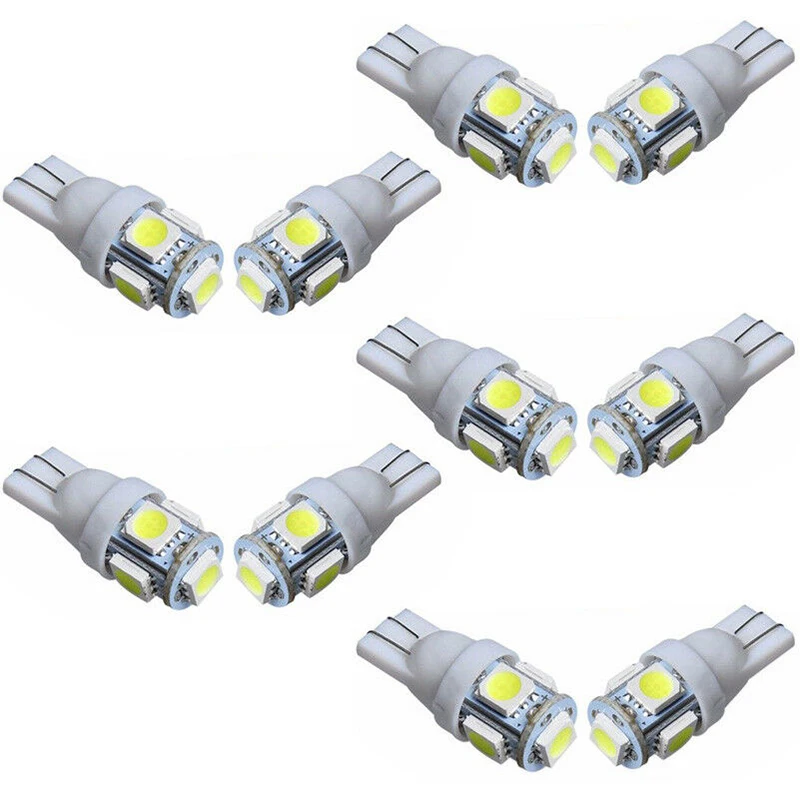 20PCS W5W T10 5050 LED COB Reverse Light Car 5-SMD Marker Lamps Turn Signals Rear Turn Lights Parking Bulb Auto 12v DRL Halogen