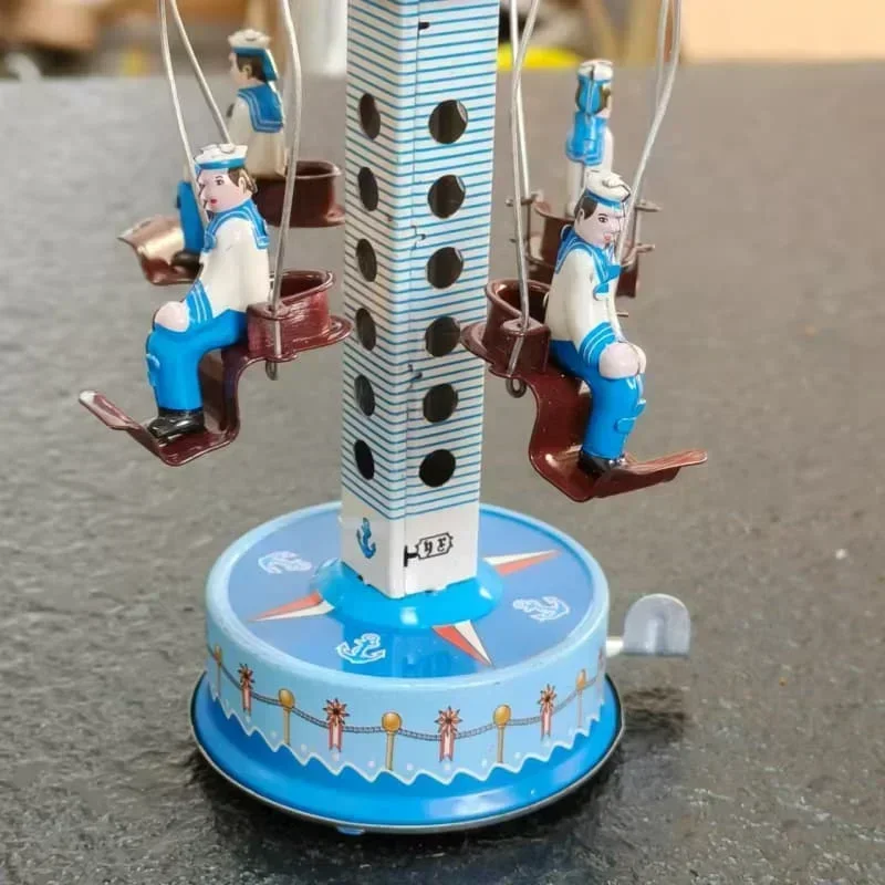 Adult Collection Retro Wind up toy Metal Tin Naval Training figure model Rotating Tower Mechanical Clockwork toy gift