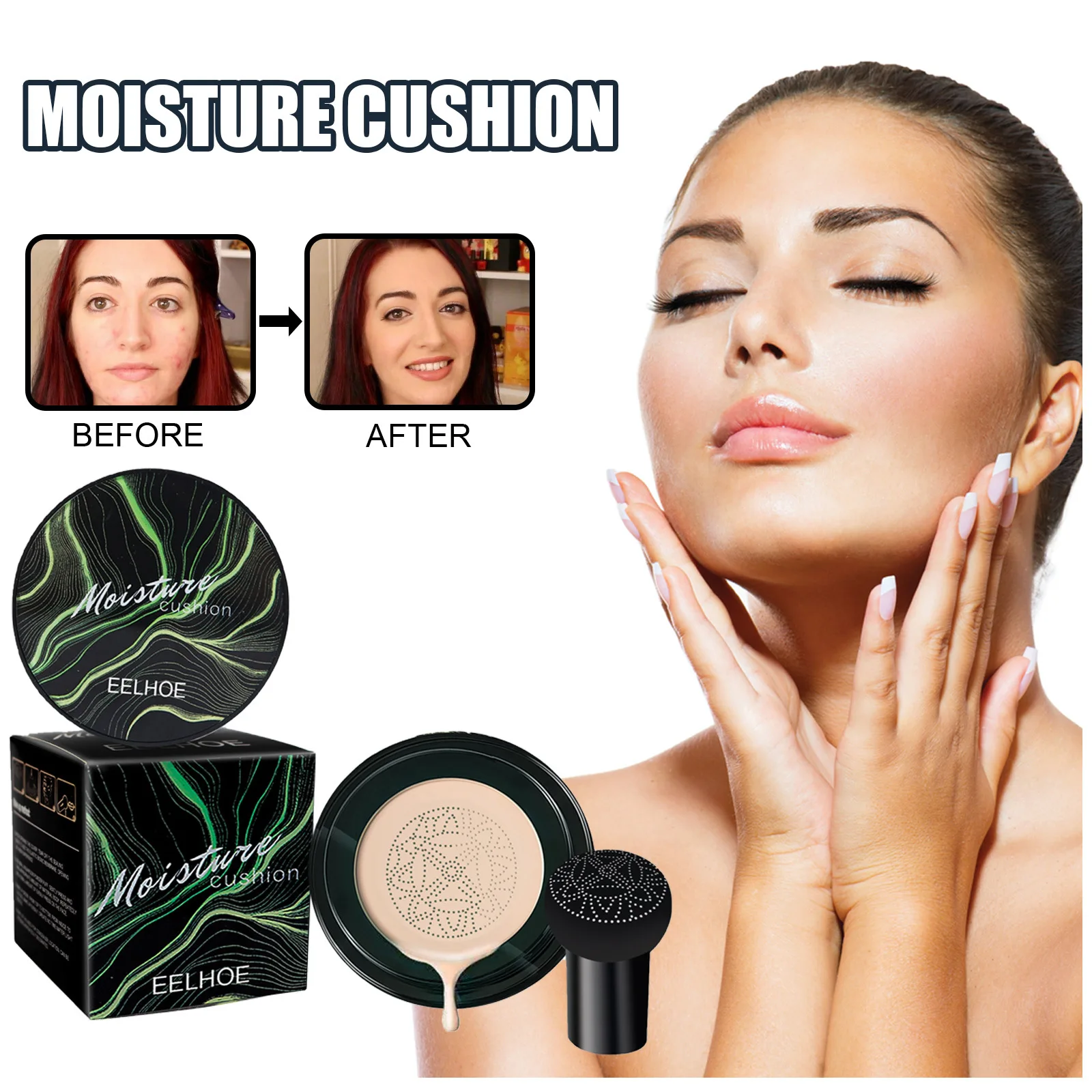 Eelhoe cabe a de cogumelo almofada de ar cobre bb cream ilumina e