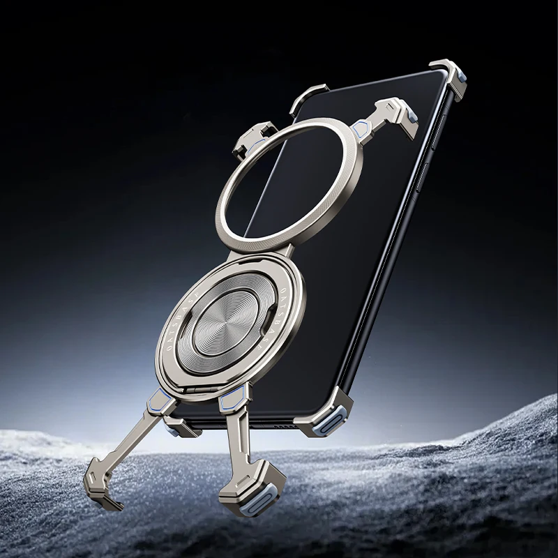 Oatsbasf Bezel-less Shockproof Phone Case with 360° Rotatable Magsafe Stand