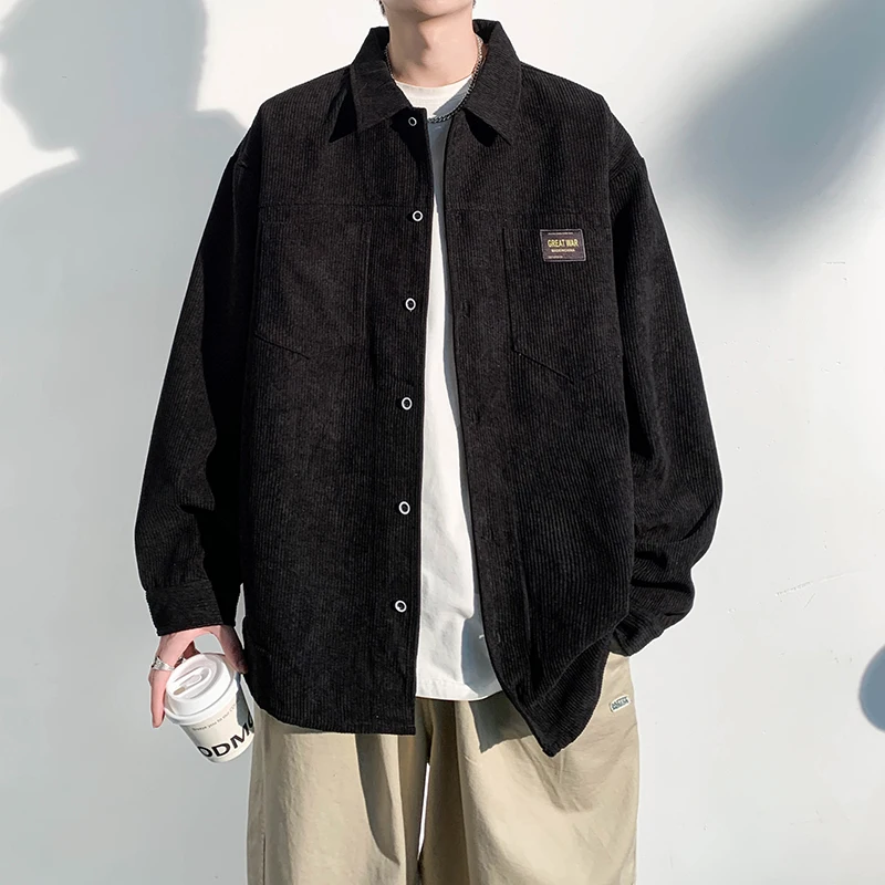 New Corduroy Simple All-Match Spring Long-Sleeved Lapel Shirt Jacket Trendy Brand Men's Casual Shirt Coat