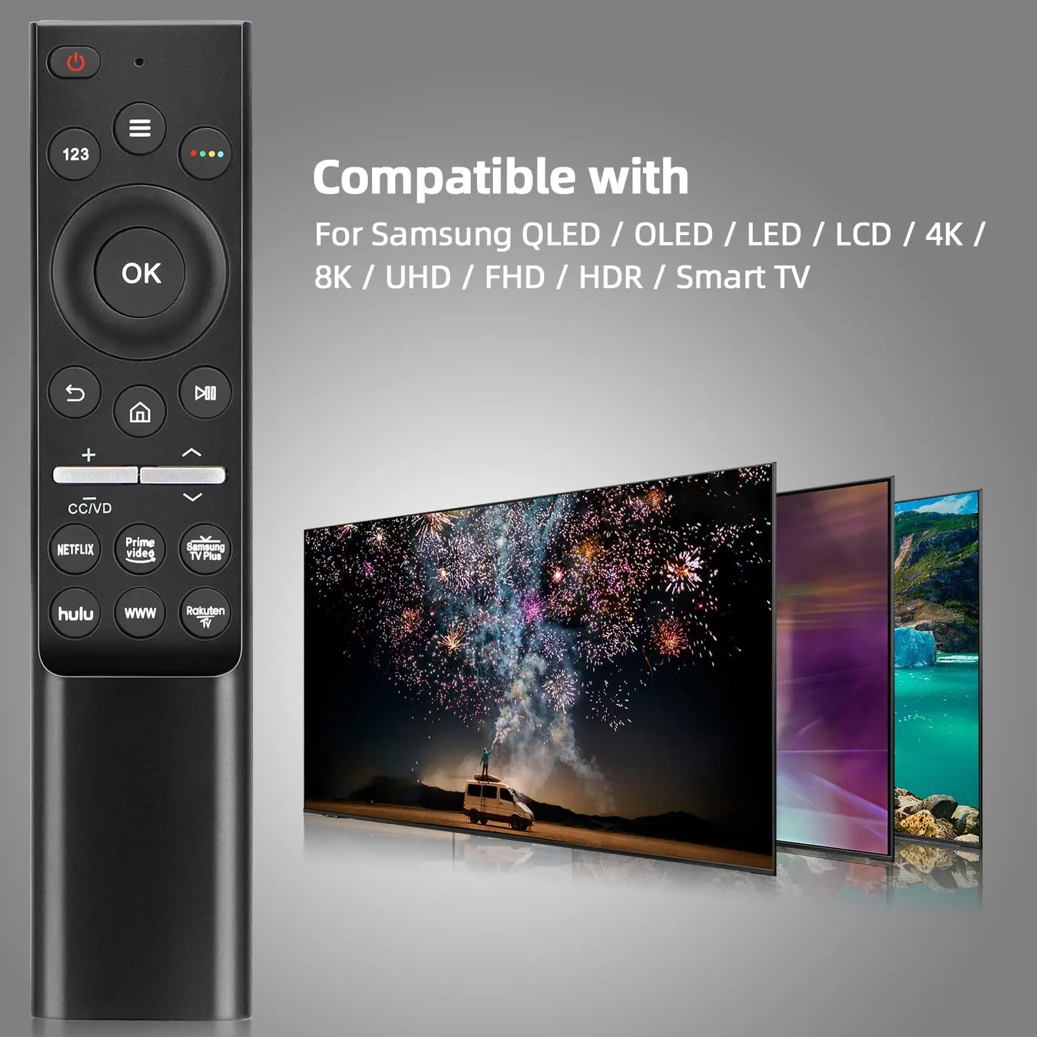 Remplacement de la télécommande vocale universelle, commandes vocales,  compatible avec Samsung Smart TV, LED, QLED, 4K, 8K, Crystal UHD, HDR  incurvé