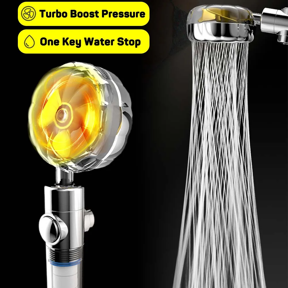 Turbo Propeller Shower Head 360 Degrees Rotating Vortex Handheld