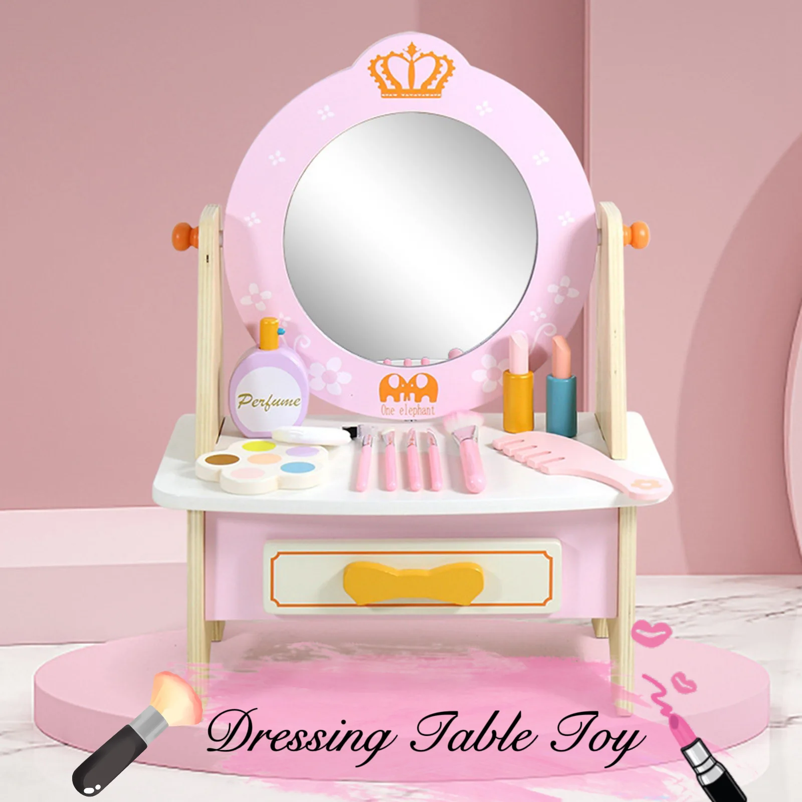 Montessori Early Childhood Education Games Princess Makeup Table Children Makeup Table Girls Pink Dressing Birthday Gift