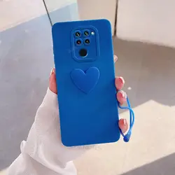 Adorable 3D Love Heart Silicone Case with Lanyard Wrist Strap - Soft Protective Cover for Redmi Note 11 4g (AXSS Klein blue)